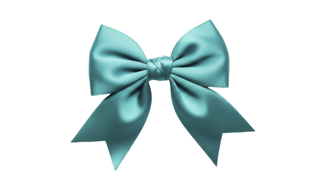  Teal Satin Ribbon Bow for New Year Celebration Gift Decoration on a Transparent Background PNG Image