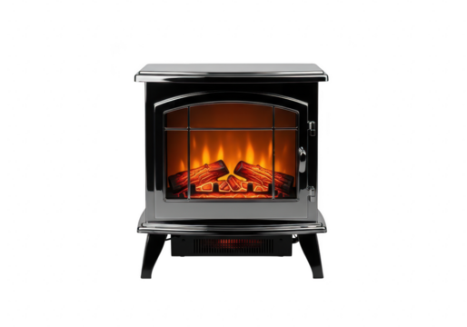 Electric fireplace with a realistic flame effect, it is a safe and convenient way to add warmth and ambiance to any room isolated on transparent background