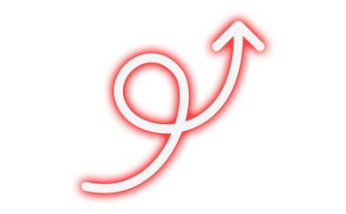Red neon arrow pointing up for web design