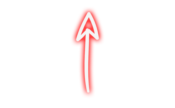 Glowing red arrow pointing up for direction concept - Powered by Adobe