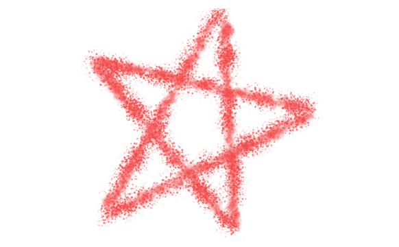 Red star shape, hand drawn with crayon style - Powered by Adobe