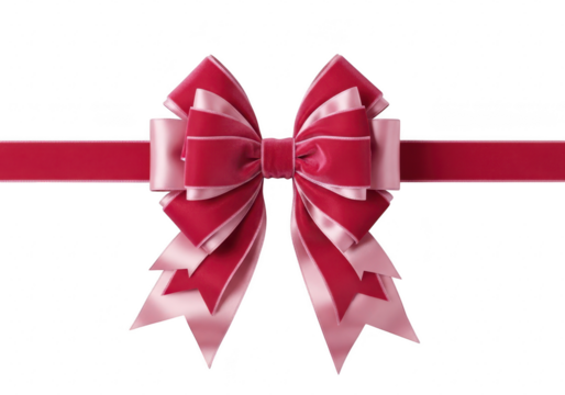 Elegant red velvet bow, perfect for adding a touch of sophistication to gift wrapping, decorations, and special occasions, creating a memorable impression isolated on transparent background