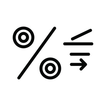 Percentage symbol with arrow indicating decrease