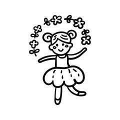 Hand drawn ballerina girl outline element icon