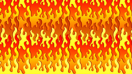 Fire flame illustration. Abstract fire background on transparent background. Abstract cartoon flame background. Fire flame seamless border pattern. Fire seamless pattern background.	