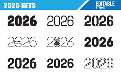 2026 Logo and Text Design Set — Outline, Bold, and Linear Typography