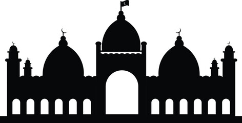 Vector Illustration of Mosque Silhouette – Black and White Islamic Architecture