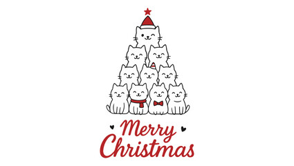 Cat Christmas Tree Illustration, christmas tree, cat illustration, cute cats, merry christmas, holiday art, festive design, christmas card, cat tree,