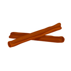 Two cinnamon sticks are shown on a white background. Vector illustration