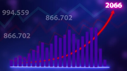 Business graph growth idea in allusive graph chart showing marketing sales Profit increasing Excellent financial status of corporate Business rise up idea. 2066 new year business background