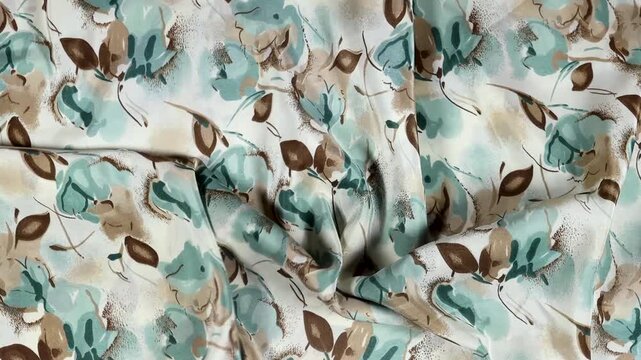 waving Abstract Floral Leaf Pattern With Teal And Brown Tones For Background Textures