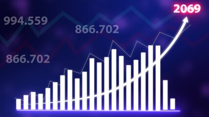 Business graph growth idea in allusive graph chart showing marketing sales Profit increasing Excellent financial status of corporate Business rise up idea. 2069 new year business background