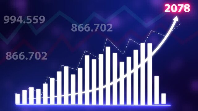 Business graph growth idea in allusive graph chart showing marketing sales Profit increasing Excellent financial status of corporate Business rise up idea. 2078 new year business background