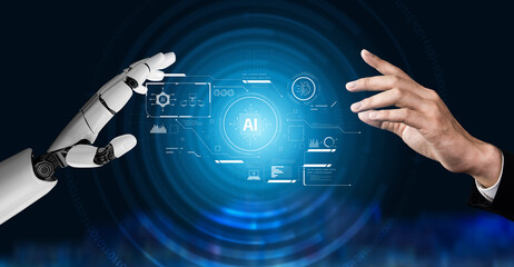 AI system interacting with artificial intelligence interface, processing data, executing algorithms, and enhancing automation with advanced artificial intelligence functions. Vouch