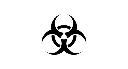 White biohazard symbol outline, a danger symbol warning symbol, isolated on white or transparent background, AI