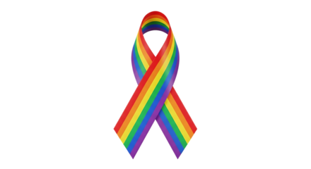 Rainbow Pride Ribbon, Vivid Colors rainbow ribbon lgbtq, isolated on white or transparent background, AI