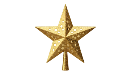 A glittering gold star with intricate cutouts, , perfect for christmas tree decoration and festive celebrations