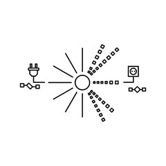 Central hub connecting power plug and socket with data streams