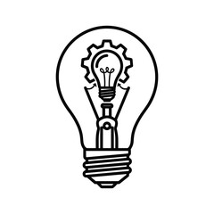 Light bulb with gear line icon for innovation