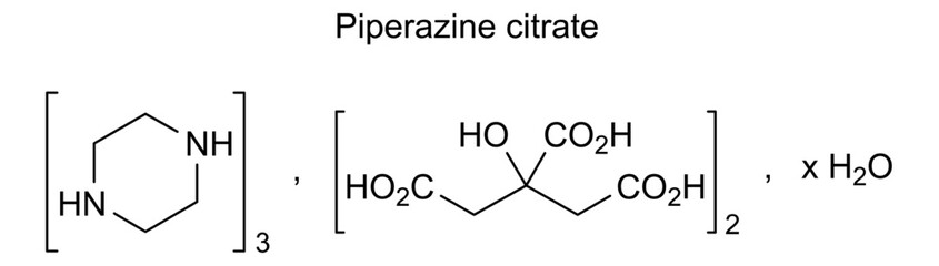 Piperazine citrate, chemical structure of piperazine citrate, drug substance