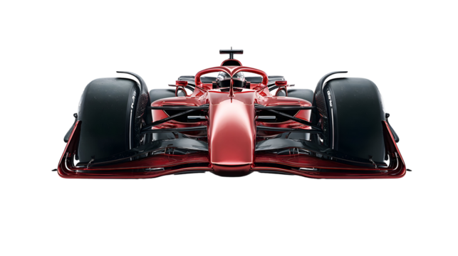 Sleek red formula 1 racing car showcasing aerodynamic design