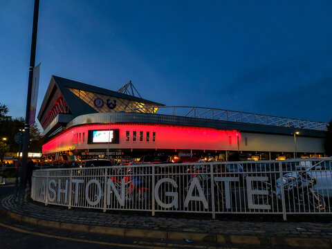 The main stand at Ashton Gate, home of Bristol City Football Club in Bristol, UK