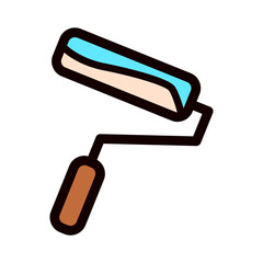 roller paint brush building doodle vector illustration, simple concept, isolated on white background