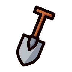 wood shovel doodle vector illustration, simple concept, isolated on white background