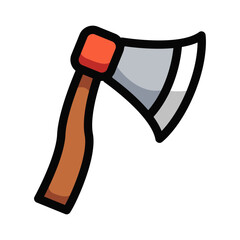 axe with log doodle vector illustration, simple concept, isolated on white background