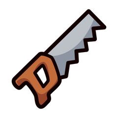 saw, hecksaw, chainsaw doodle vector illustration, simple concept, isolated on white background