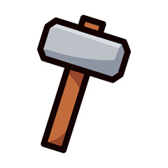 wood hammer doodle vector illustration, simple concept, isolated on white background