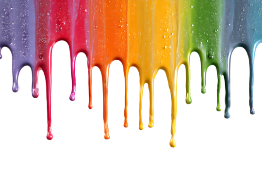 Colorful dripping paint in rainbow pattern on black background