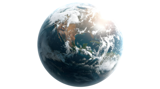 Stunning view of earth from space with sunlight on atmosphere