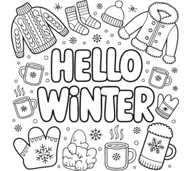 Winter Magic Coloring Book pages for adults and kids 