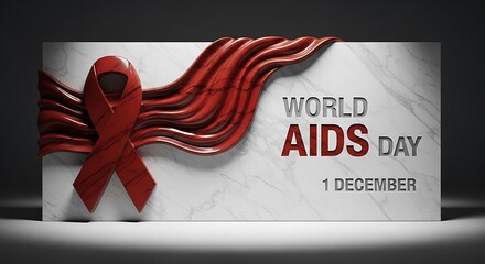 World aids day banner with red ribbon