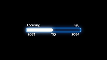 Loading bar from year 2083 to 2084 with 27 percent complete progress bar progress