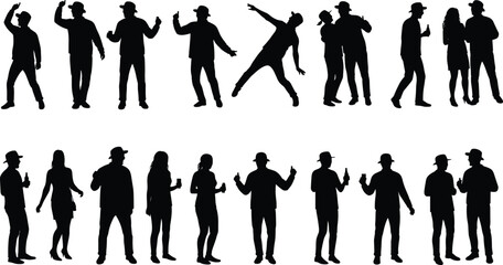 Silhouette of people dancing and socializing at a party showing friends enjoying music, nightlife, and celebration together