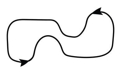 Hand drawn curved loop arrow graphic element with a playful organic feel