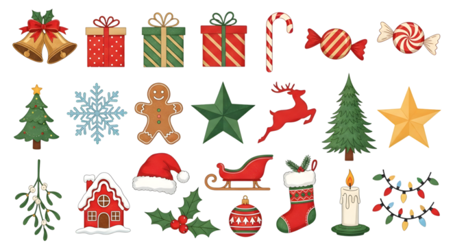 Collection of christmas icons and symbols