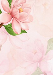 Watercolor Painting of Peach Magnolia Flower Background