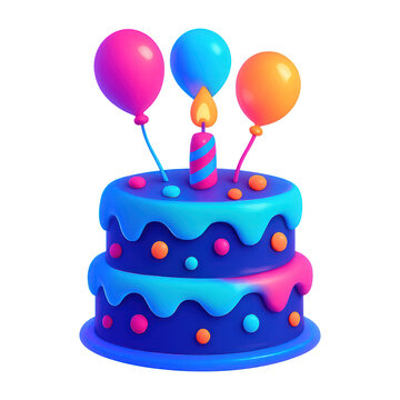 PNG Colorful cake with balloons illustration.