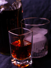 A setting of liquor drinking in the evening. 