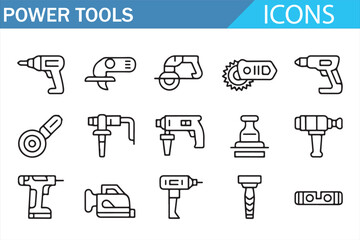 Industrial Power Tools Vector Pack — Clean Outline Icons for Design Use