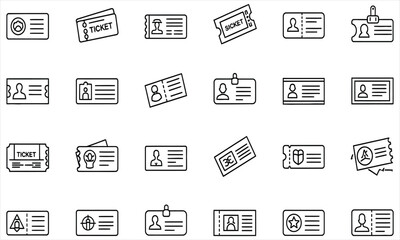Ticket and ID card icons, ideal for use in travel, events, access control, and membership designs