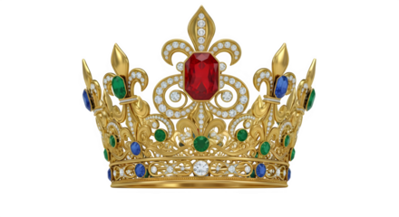 Ornate golden crown with colorful gemstones