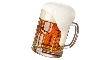 Mug of light beer with overflowing foam, perfect for a refreshing drink