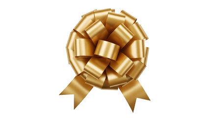 Shiny golden gift bow with ribbons, perfect for christmas, birthday
