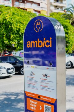 Barcelona, Spain- June 6, 2023. AMBici, Barcelona's metropolitan bike-sharing service, Spain