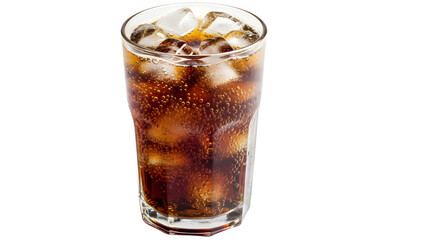 Refreshing cola drink with ice cubes in glass for summer