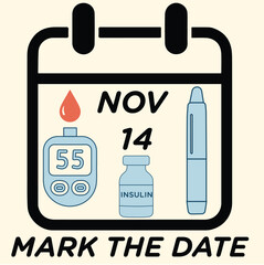 world diabetes day vector awareness element calender.